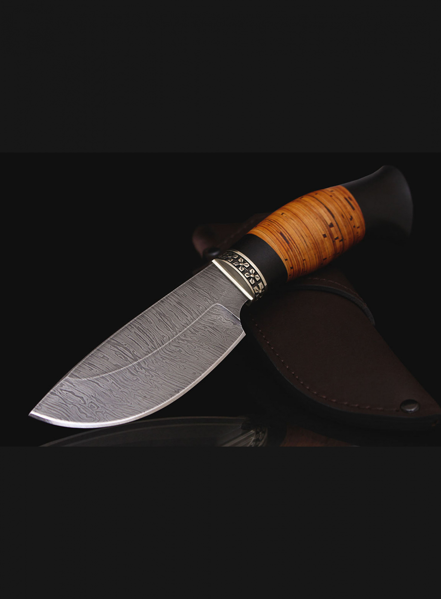 Нож "Сова" дамасская сталь.